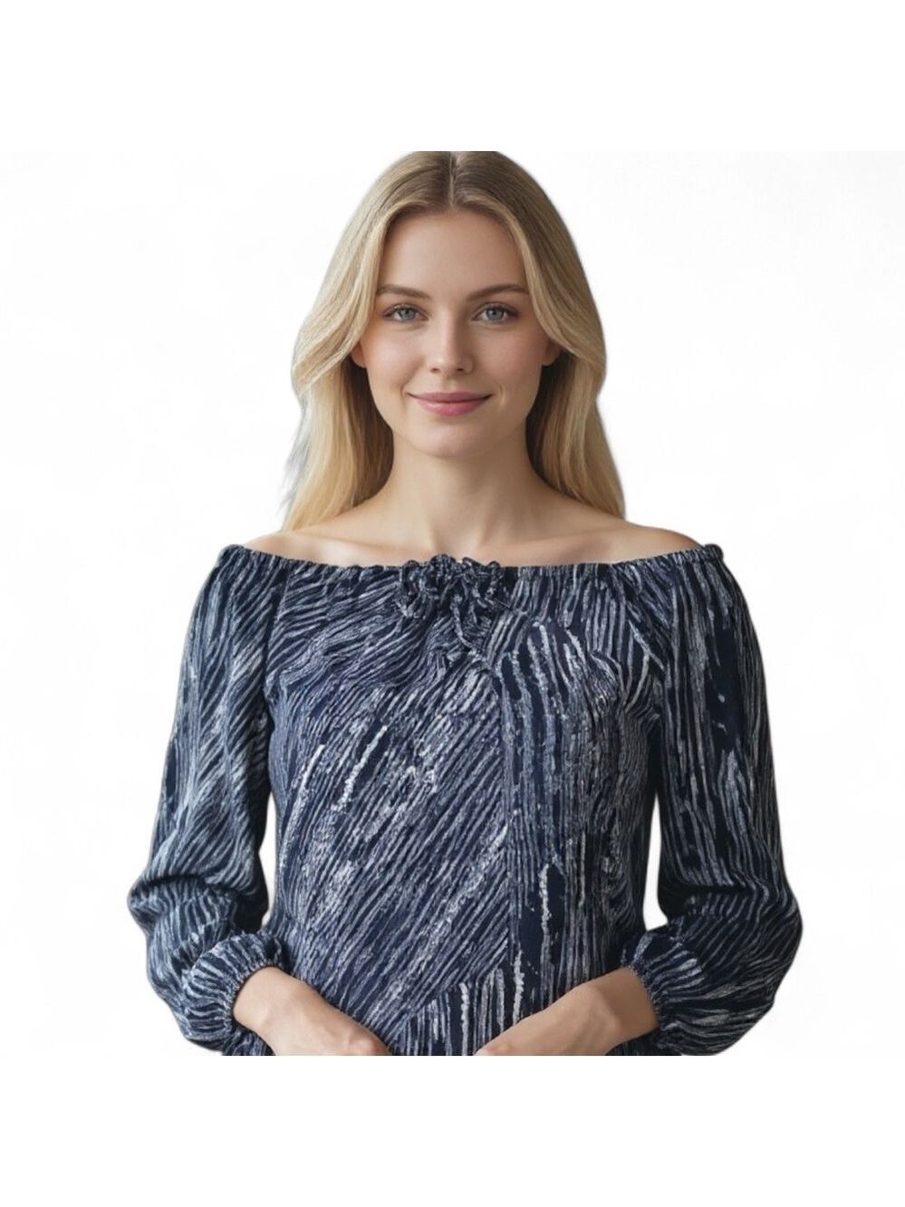 Thieves Like Us L Off Shoulder Black White Blouse